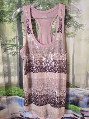 Express Lavender Sequin Lace Racerback Tank Top